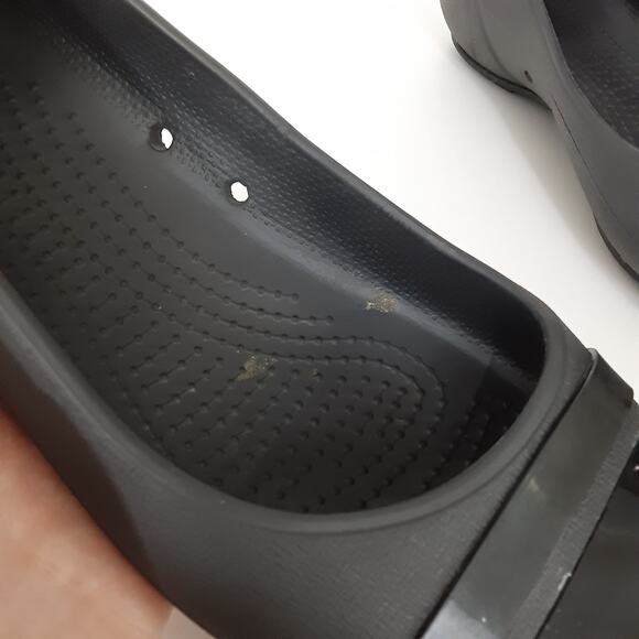 Crocs Jayna Ballet Flats Patent Cap Toe Black Womens 9 Comfort Minimalist Ballet - Picture 7 of 10